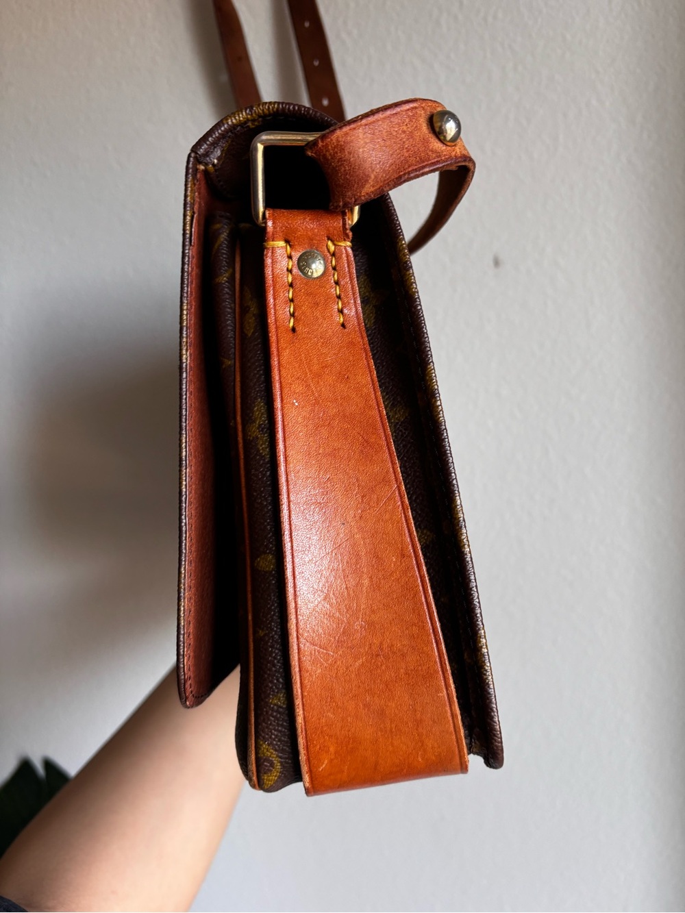 Louis Vuitton Monogram Crossbody with Tan Leather Tab - Picture 12 of 16